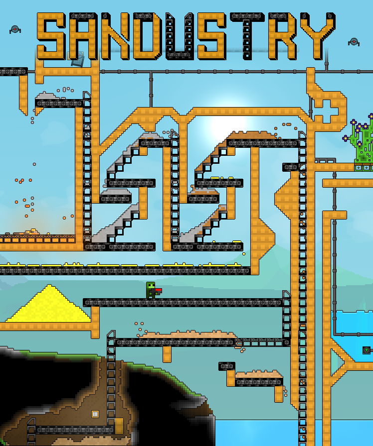 Sandustry gameplay showing underground automation and terrain